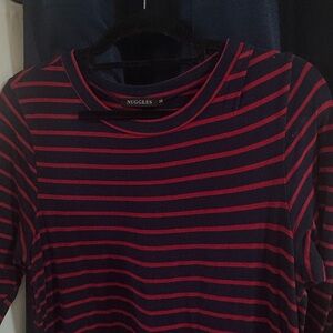 Nuggles Navy & Red Striped Midi Dress